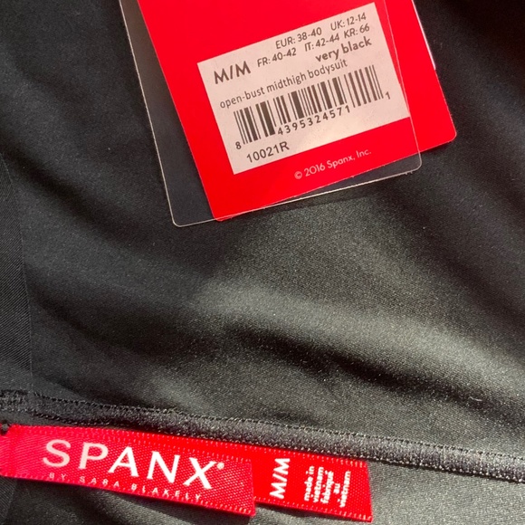 Spanx Bodysuit Open Bust Mid Thigh Ladies Medium in Very Black Shapewear - Picture 10 of 16